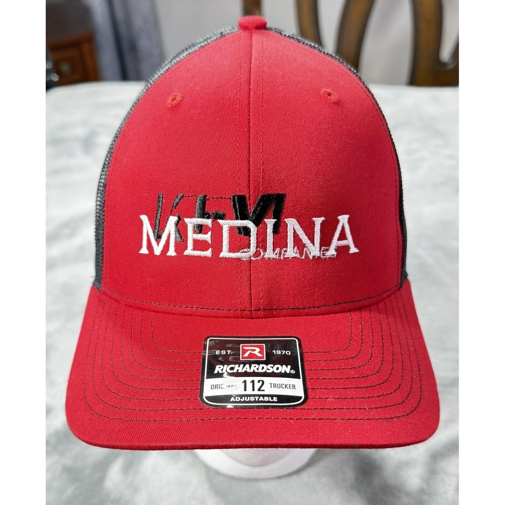 Medina Hat Cap Snap Back Mens One Size Red Black Trucker Baseball Richardson 112